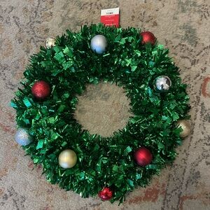Target Wondershop Green Holiday Christmas Tinsel Wreath w/ Ornaments